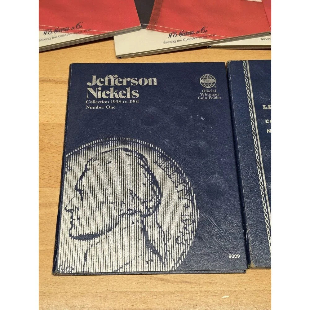 Coin Albums & Folders Lot: H.E. Harris Washington Quarters, Whitman Nickels